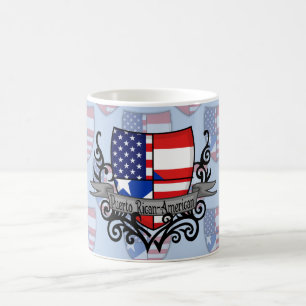 Caneca De Café Bandeira Rican-Americana do protetor de Puerto