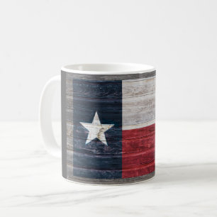 Caneca De Café bandeira rustica do Texas Lone Star na madeira de
