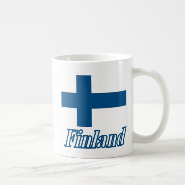 Caneca De Café Bandeira sobre o design de Finlandia (Direita)