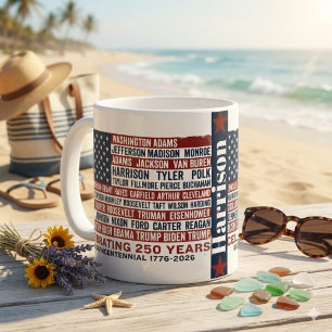 Caneca De Café Bandeira tipográfica dos Presidentes dos EUA, 250 