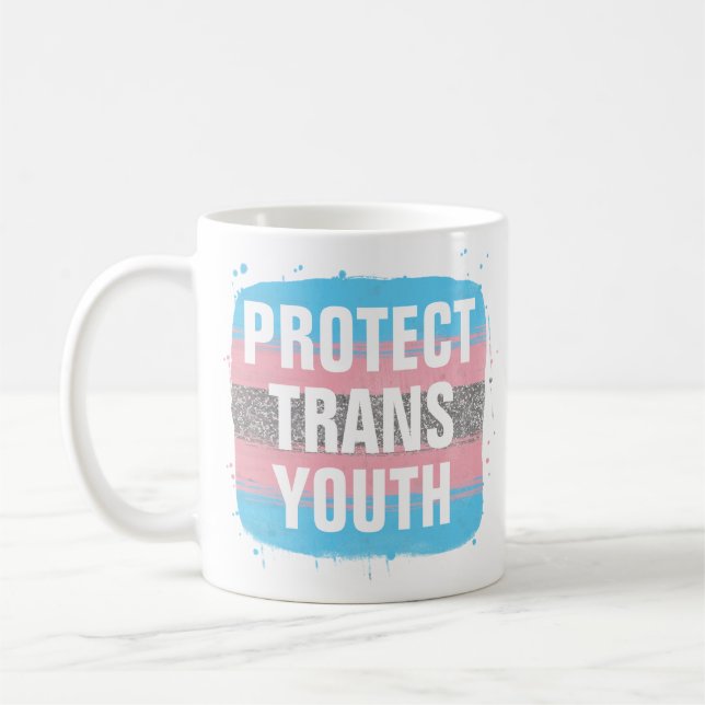 Caneca de Café Bandeira Transgênero Proteja Jovens (Esquerda)