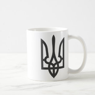 Caneca De Café Bandeira Tridente da Ucrânia Escura Sobre Estilo S