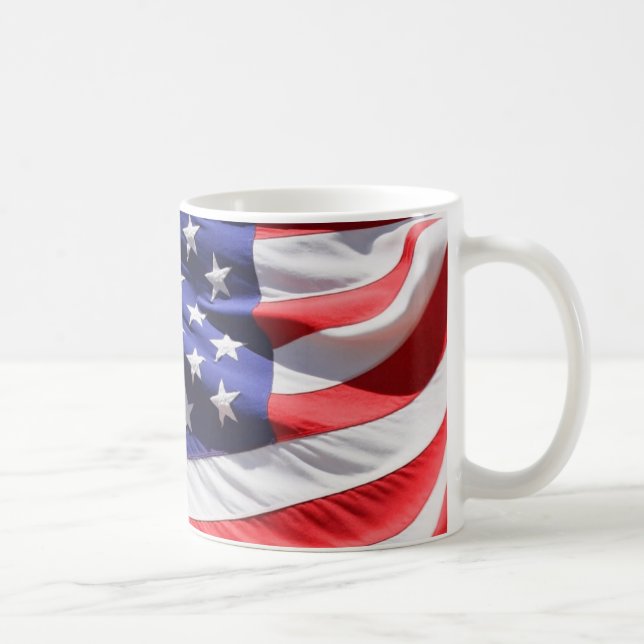 Caneca De Café Bandeira vermelha, branca e azul americana (Direita)