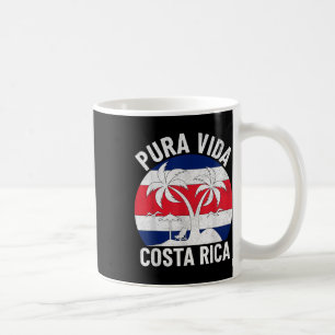 Caneca De Café Bandeira Vintage da Costa Rica Pura Vida Praia Ver