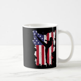 Caneca De Café Bandeira vintage dos EUA de 4 de julho Kickboxing