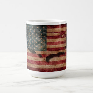 Caneca De Café Bandeira Vintage Grunge EUA Estrelas e Listras e M