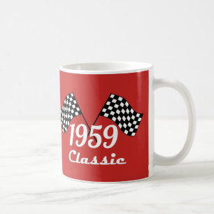 Caneca De Café Bandeira Xadrez Preta e Branca Clássica Retro 1959