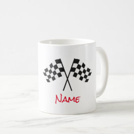 Caneca De Café Bandeiras brancas pretas com cheques, ventiladores