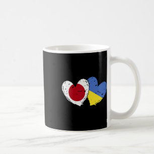 Caneca De Café Bandeiras Coração Japão Ucrânia Japonês Ucraniano