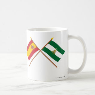 Caneca De Café Bandeiras cruzadas da espanha e do Andalucía