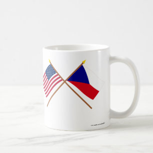 Caneca De Café Bandeiras cruzadas dos E.U. e da república checa