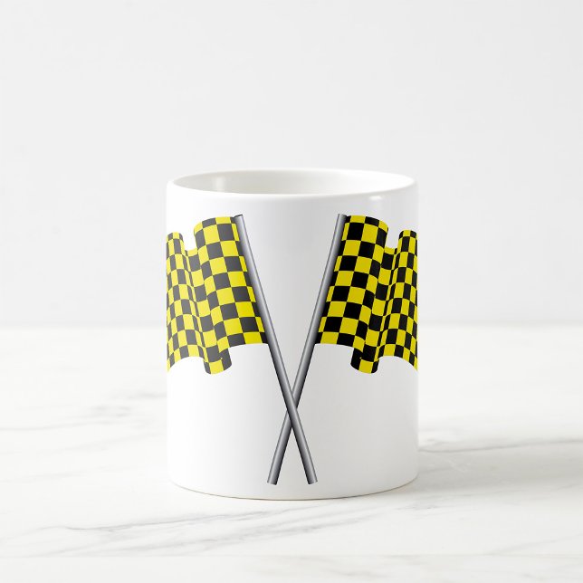 Caneca De Café Bandeiras de Corrida Amarelas e Pretas (Criador carregado)