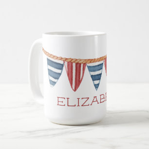 Caneca De Café Bandeiras de Praia Náuticas Costeiras Personalizad