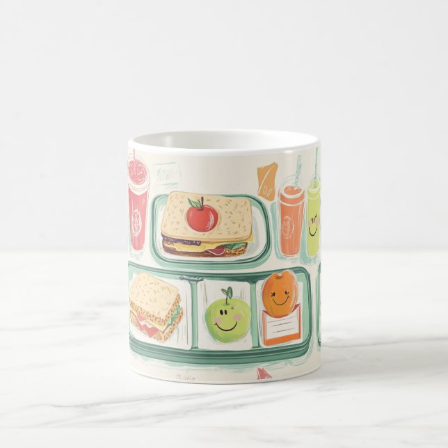Caneca De Café bandeja de almoço escolar ilustrada em um estilo " (Centro)