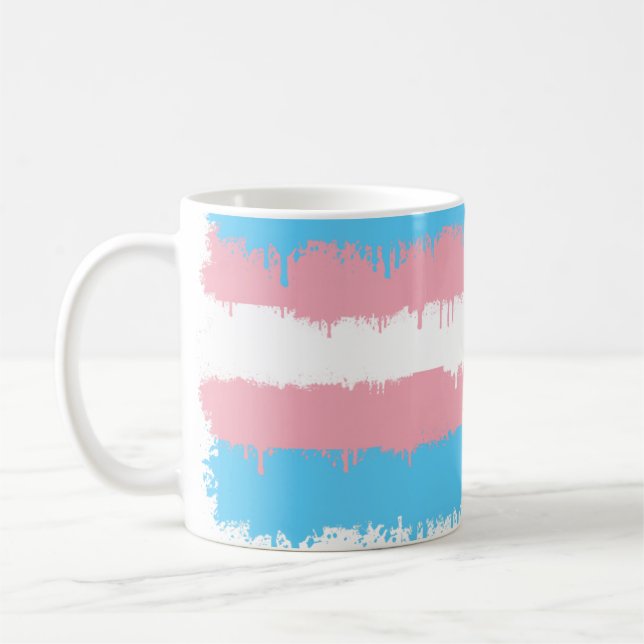 Caneca De Café Bandeja do orgulho trans esculpindo tinta (Esquerda)