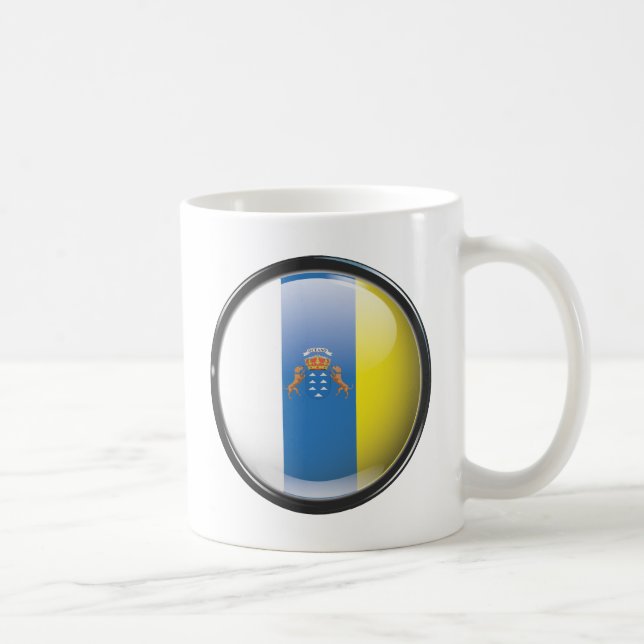 Caneca De Café Bandera y escudo de Islas Canarias (Direita)