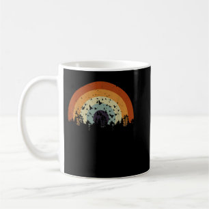 Caneca De Café Bando De Árvores De Pássaros Fora Da Floresta Retr