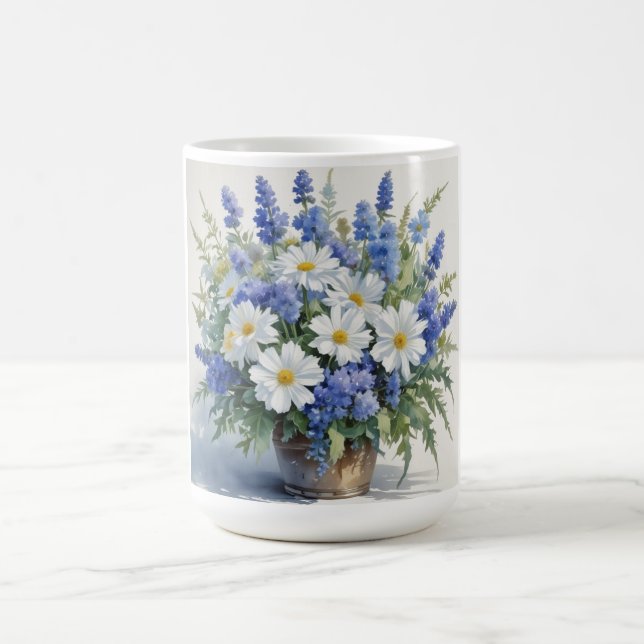 Caneca De Café Bando de Flores de Aquarela Elegante (Centro)