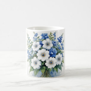 Caneca De Café Bando de Flores de Aquarela Elegante