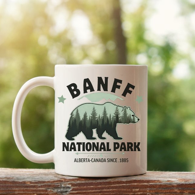 Caneca De Café Banff National Park Adventure – Watercolor Bear (Criador carregado)