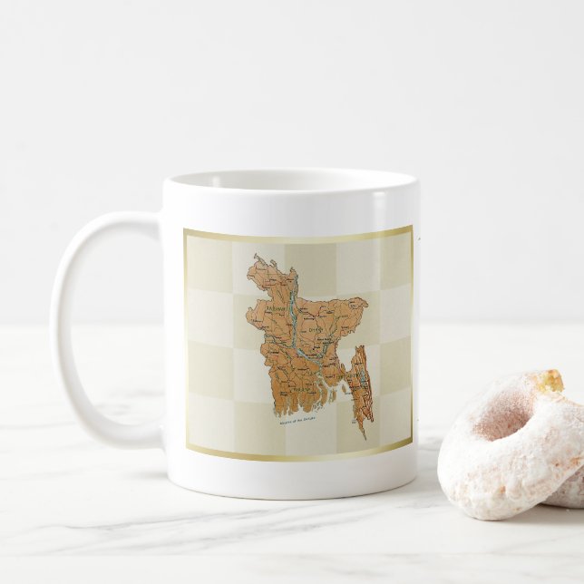 Caneca De Café Bangladesh Flag + Mapa Mug (Com Donut)