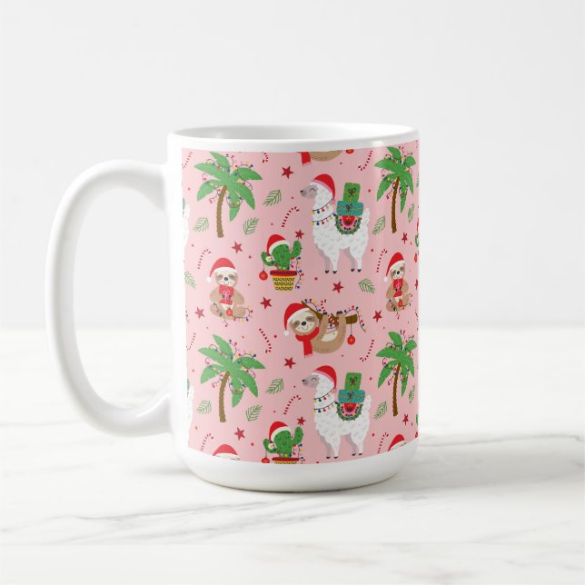 Caneca De Café Banheiras festivas e hábitos de férias de lhamas (Esquerda)