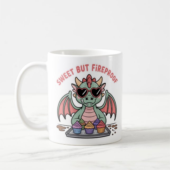 Caneca De Café Banho De Cupcake De Dragão Cuto, Mas Fresco (Esquerda)
