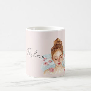 Caneca De Café Banho Relaxante Rosas Rosa Ruiva