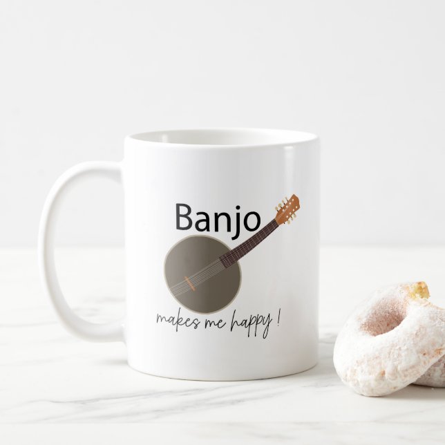 Caneca De Café Banjo Me Faz Feliz (Com Donut)
