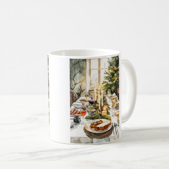 Caneca De Café Banquete de Natal (Frente Esquerda)