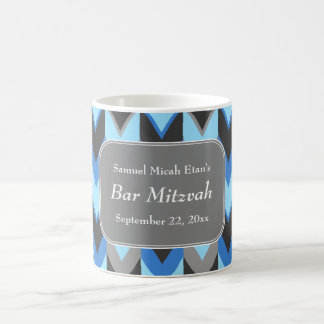 Caneca De Café Bar azul e cinzento Mitzvah do teste padrão de