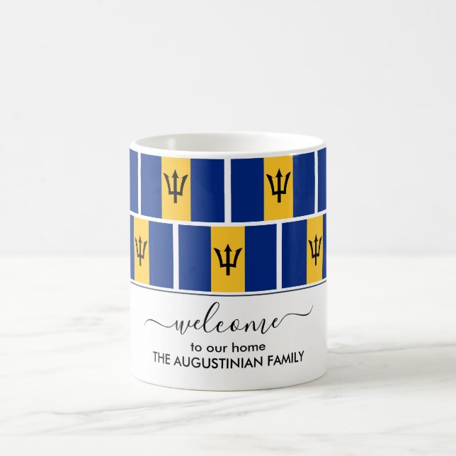 Caneca De Café BARBADOS FLAG de Boas-vindas Personalizadas Elegan (Centro)