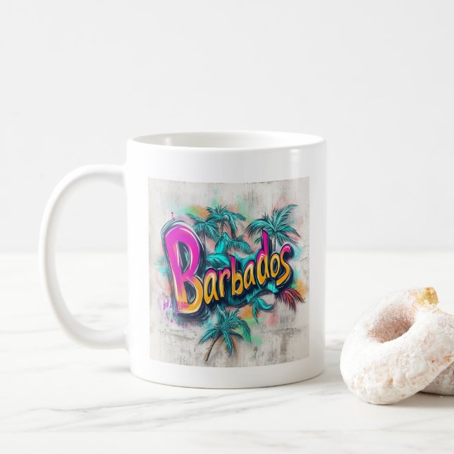 Caneca De Café Barbados Grafite Vibes: Island Street Art Ed (Com Donut)