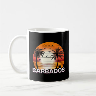 Caneca De Café Barbados Vintage Palm Trees Summer Beach