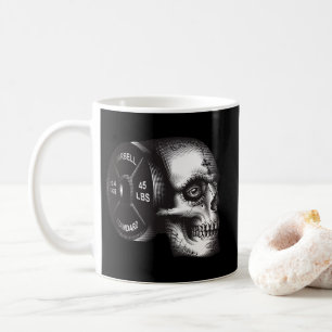 Caneca De Café Barbell Plate and Skull - Motivação do Gym Workout