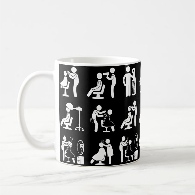 Caneca De Café Barber Barber e Hairstylist Saloon Routine (Esquerda)