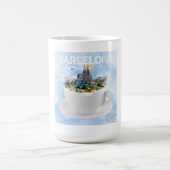 Caneca De Café Barcelona em um Teacup - Sagrada Familia Skyline (Centro)