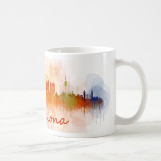 Caneca De Café Barcelona Skyline watercolor v04
