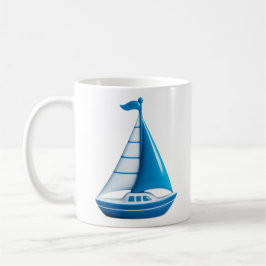 Caneca De Café Barco à Vela Azul 