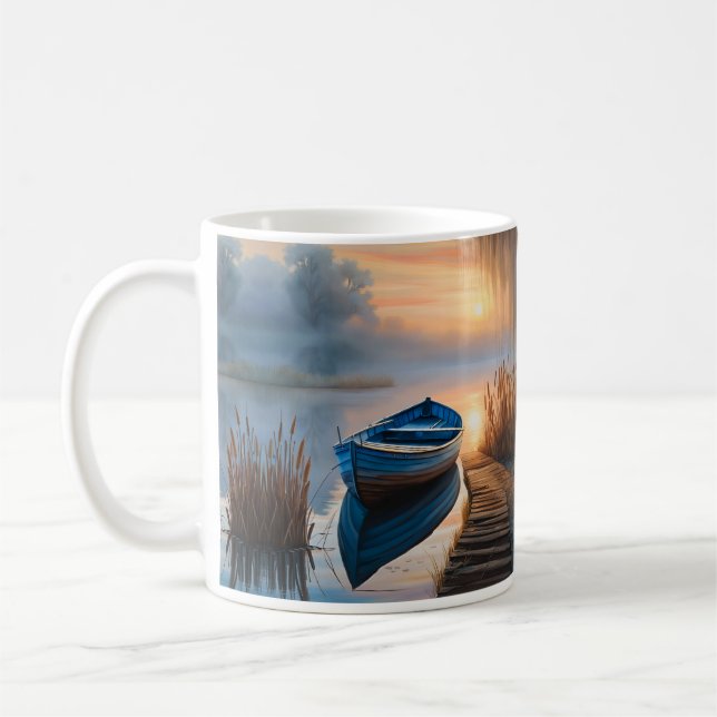 Caneca De Café Barco azul russo, eu Preferencialmente a pescar (Esquerda)
