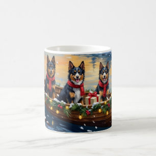 Caneca De Café Barco de Natal de Festa do Lapphund Finlandês