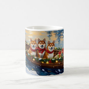 Caneca De Café Barco de Natal do Shiba Inu Férias