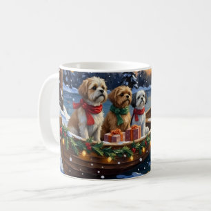 Caneca De Café Barco de Natal do Shih Tzu Férias