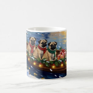 Caneca De Café Barco de Natal Pug Férias