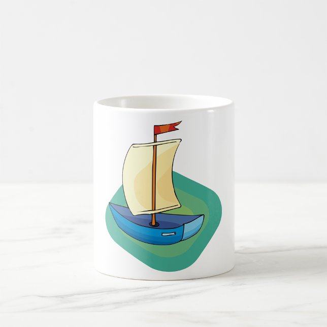 Caneca De Café Barco de vela azul pequeno (Criador carregado)