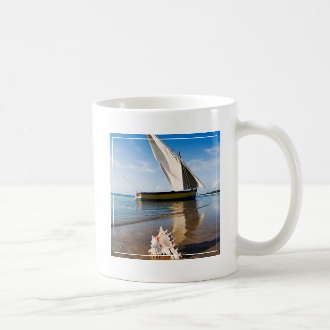 Caneca De Café Barco de vela e Shell | Mozambique, alojamento de (Direita)