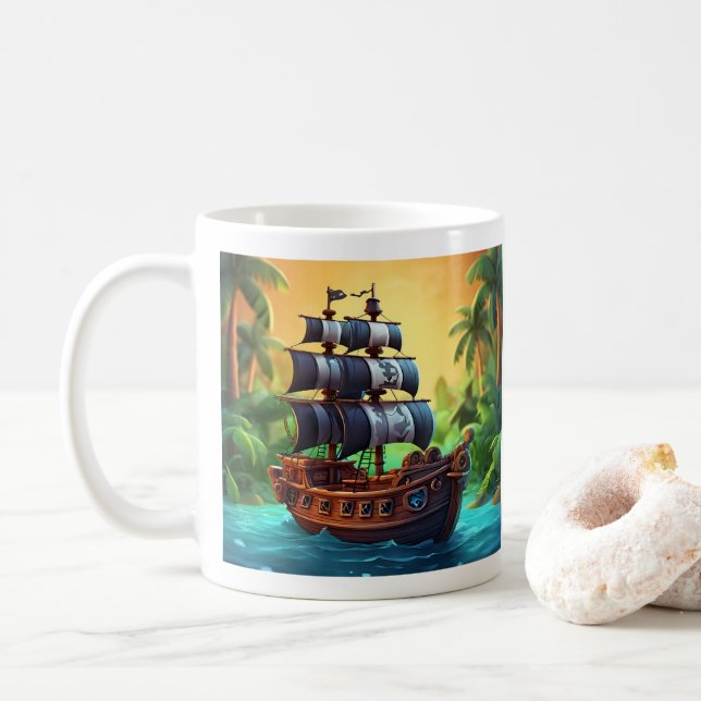 Caneca De Café Barco pirata (Com Donut)