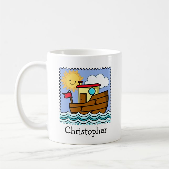 Caneca De Café Barco Reboque Personalizado (Esquerda)