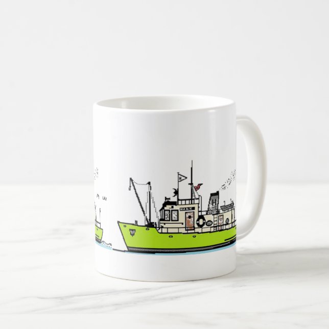 Caneca De Café Barco Verde (Frente Esquerda)