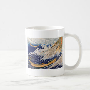 Caneca De Café Barcos de Pesca do Oceano Hokusai Ondas